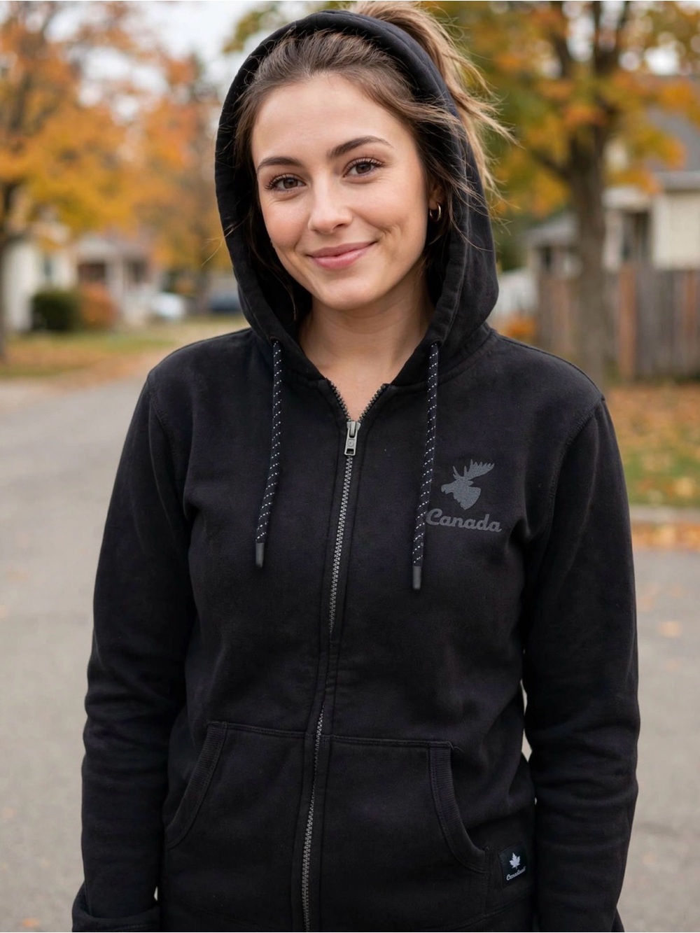 Canada Moose Zip-Up Hoodie Jacket - Black NWOT